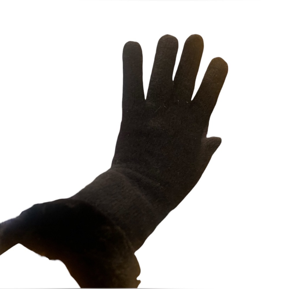 Shalimar Black Angora Lambs Wool Women’s Gloves Faux Fur Cuff - One Size